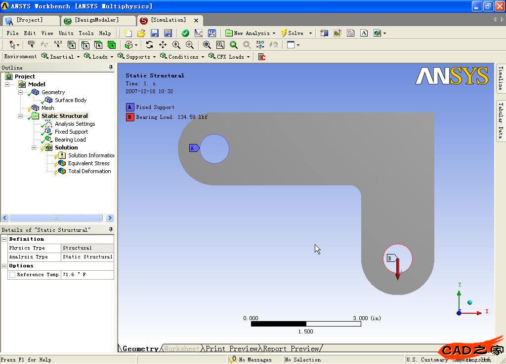 ANSYS Workbench 的一个简单的结构分析实例 - 山高人为峰 - 山高人为峰的博客