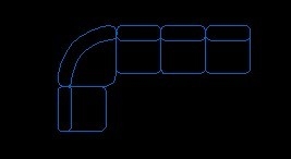 用CAD软件绘制简易90度5人坐沙发的方法