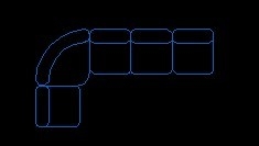 用CAD软件绘制简易90度5人坐沙发的方法