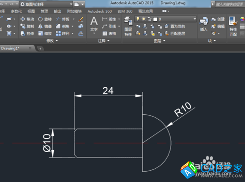 如何用CAD2015画螺钉二维图