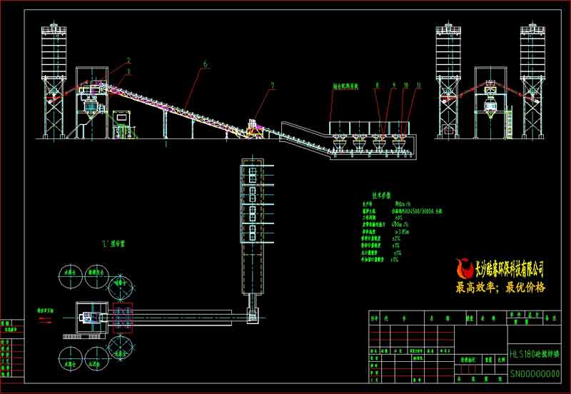 HLS180砼搅拌楼平立面布置总图